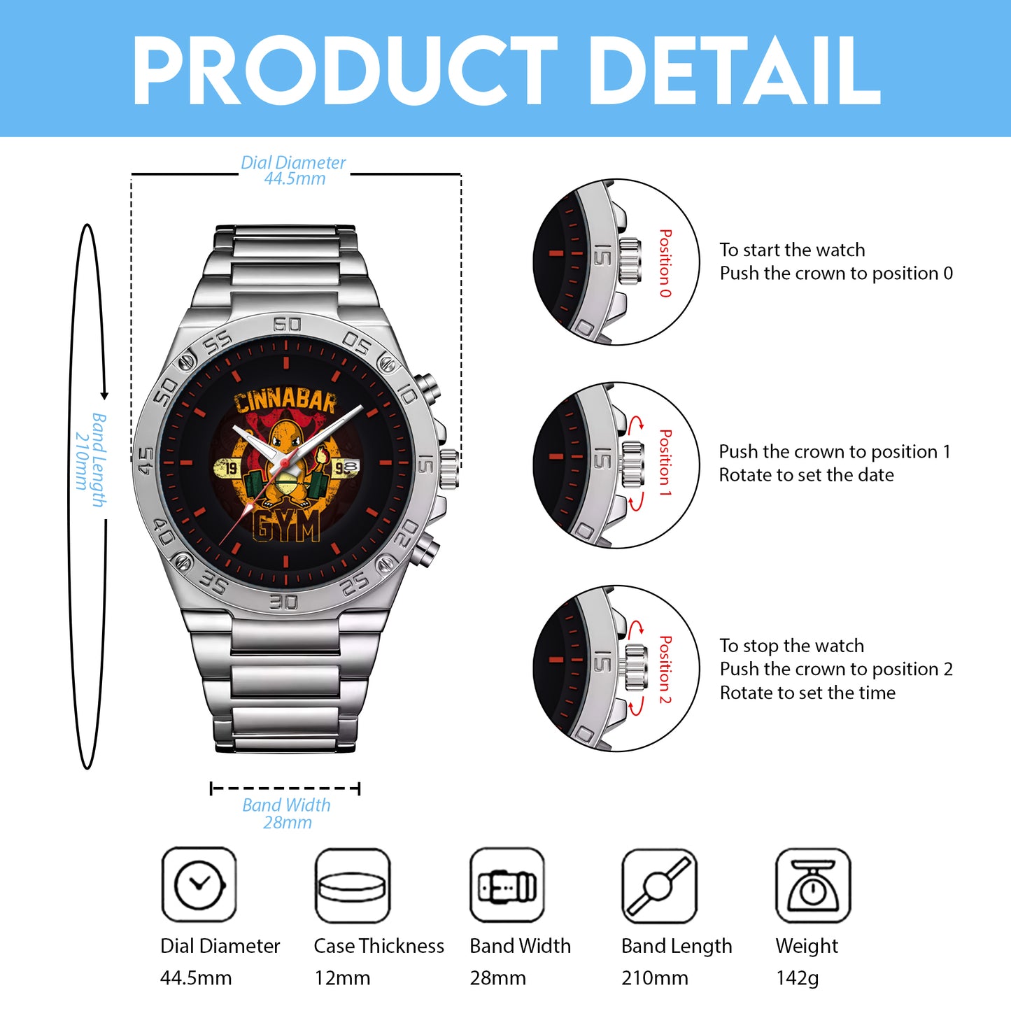 PKM Charmander Cinnabar Gym Limited Edition Watch