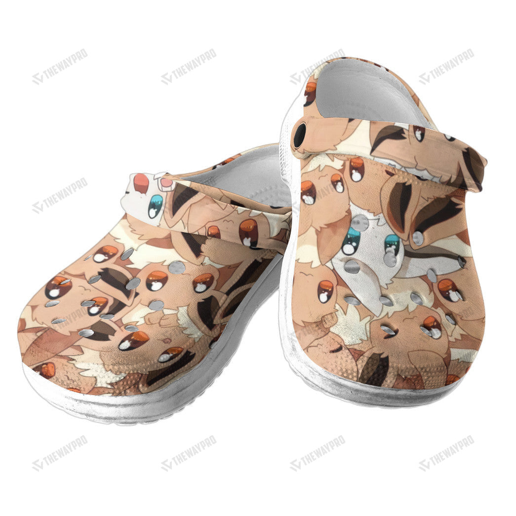 Cute Eevee Seamless Pattern Custom Classic Clogs