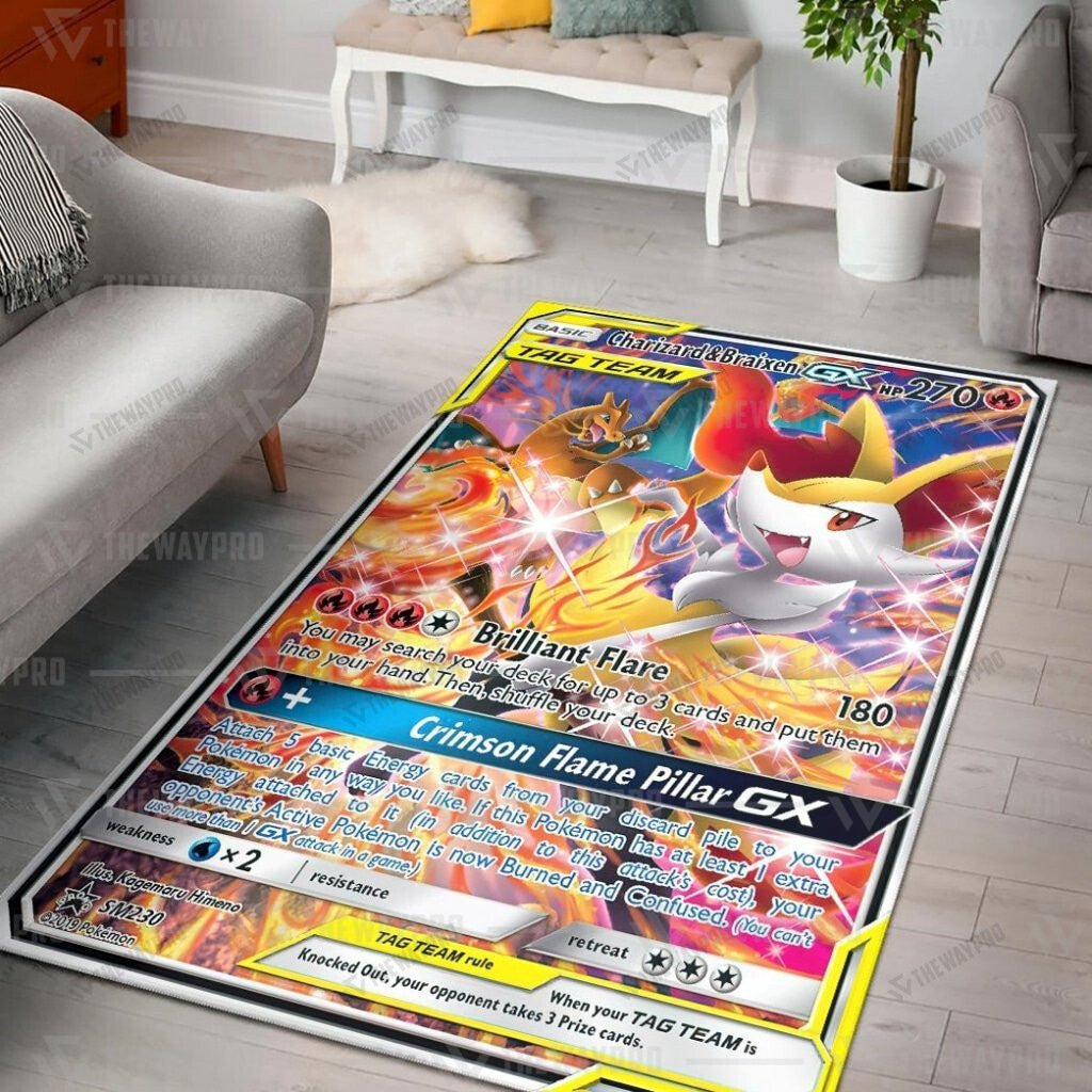 Anime Pkm Charizard & Braixen Gx Custom Rug / Small/(36X60)