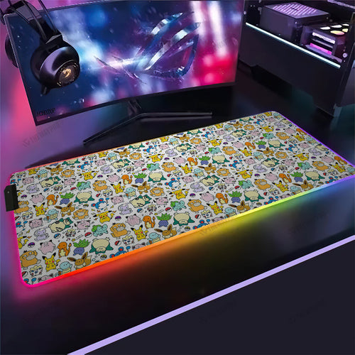 Anime Pkm All Poke Seamless Pattern Custom Led Mousepad 9.8 X 11.8 Bo21032216