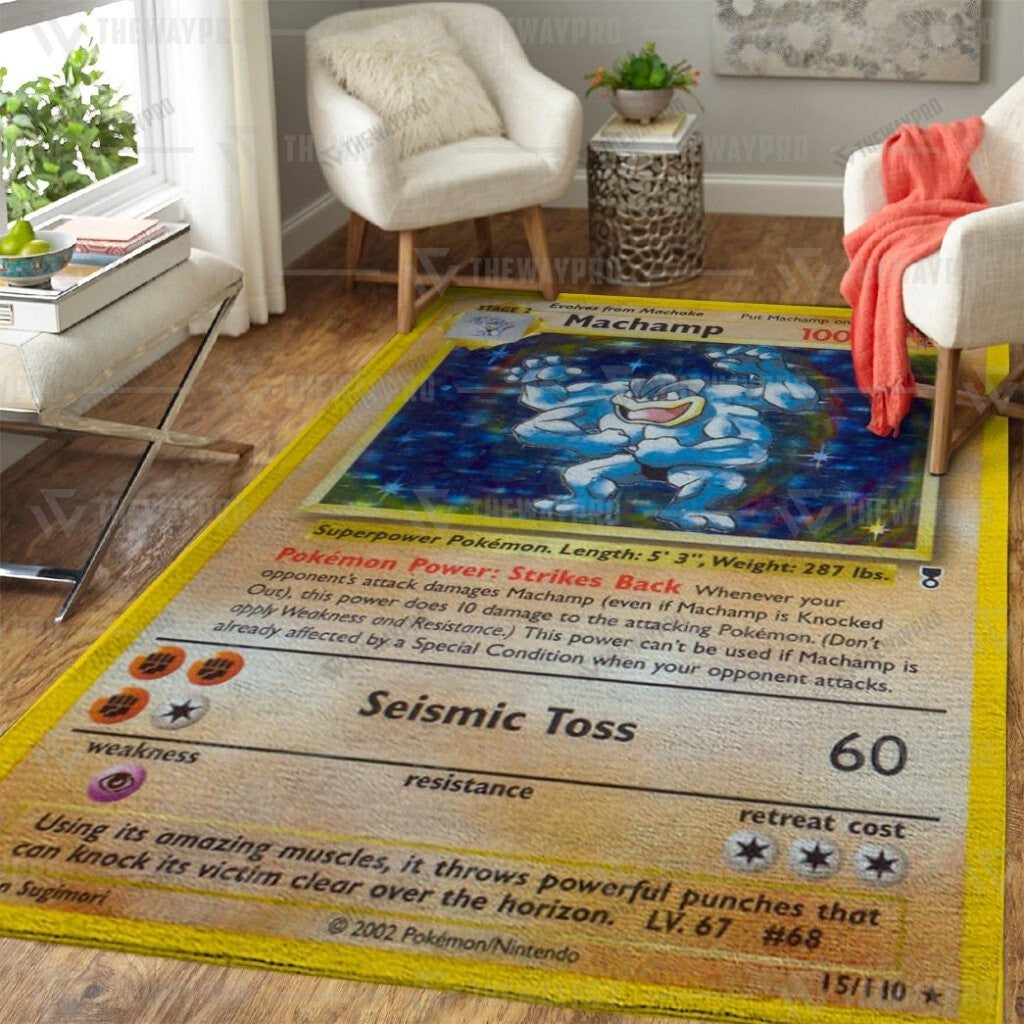 Anime Pkm Shadowless Holographic Machamp Custom Rug