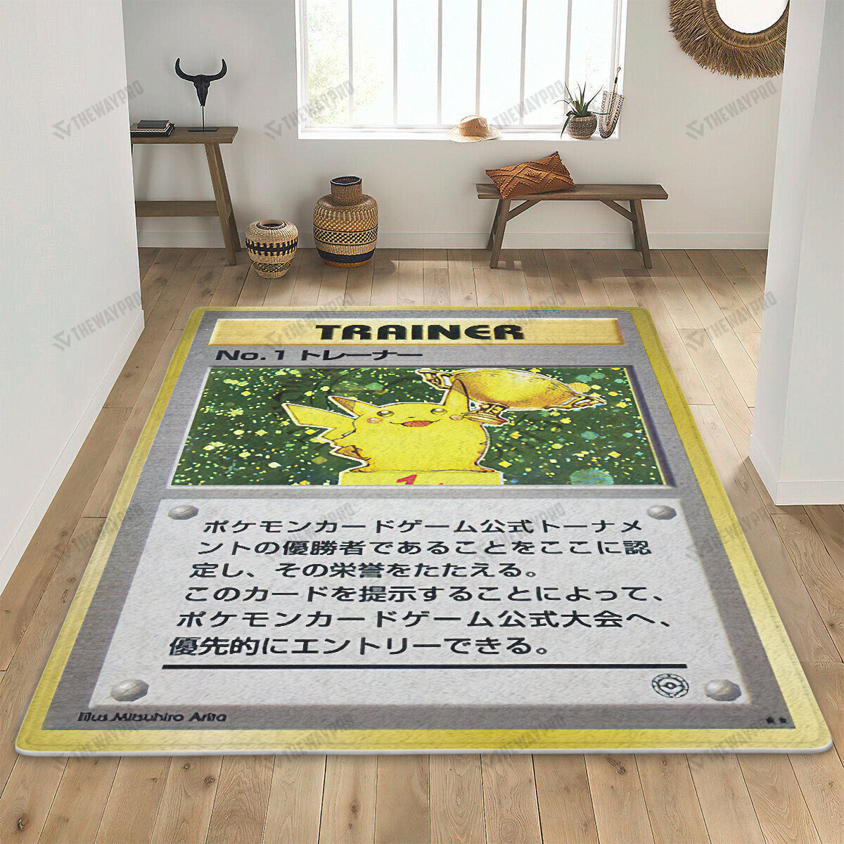 Anime Pkm Pikachu Trophy Card Custom Rug Bl0404228