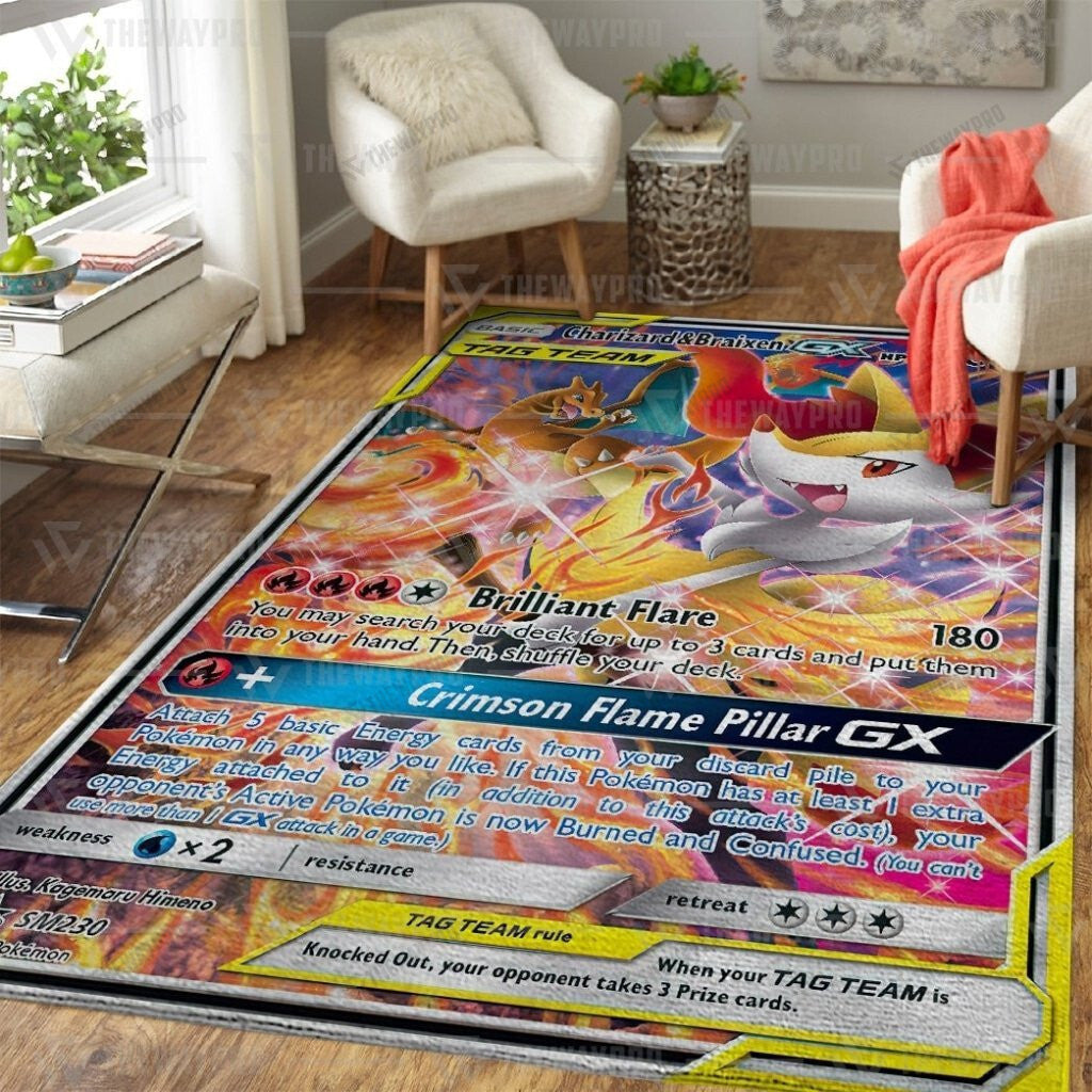 Anime Pkm Charizard & Braixen Gx Custom Rug
