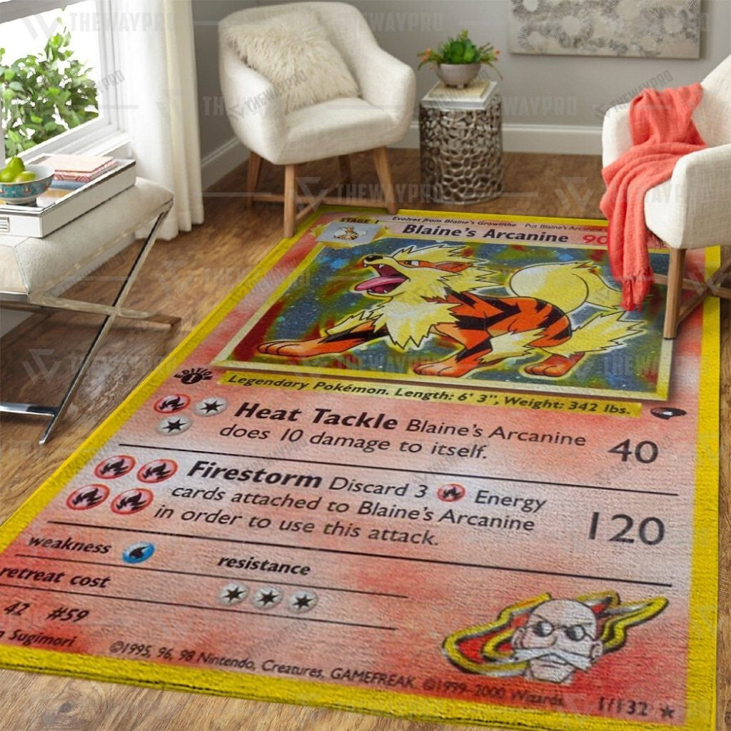 Anime Pkm Blaines Arcanine Custom Rug