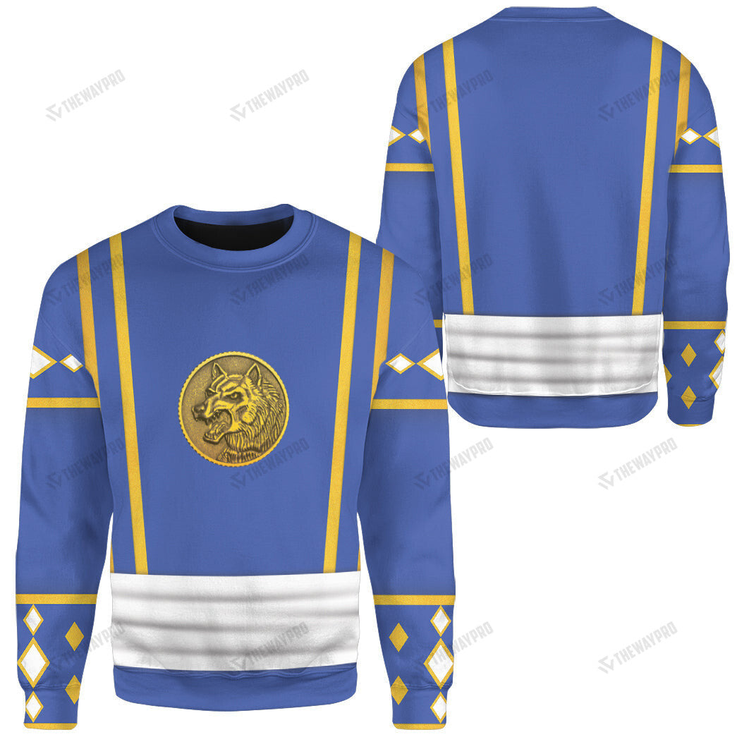 Mighty Morphin Power Ranger Ninja Rangers Blue Wolf Custom Sweatshirt