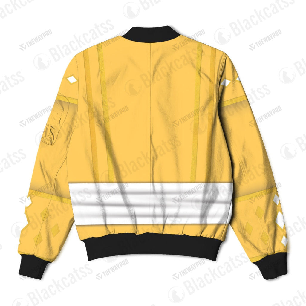 Mighty Morphin Power Ranger Ninja Rangers Yellow Bear Custom Bomber Jacket