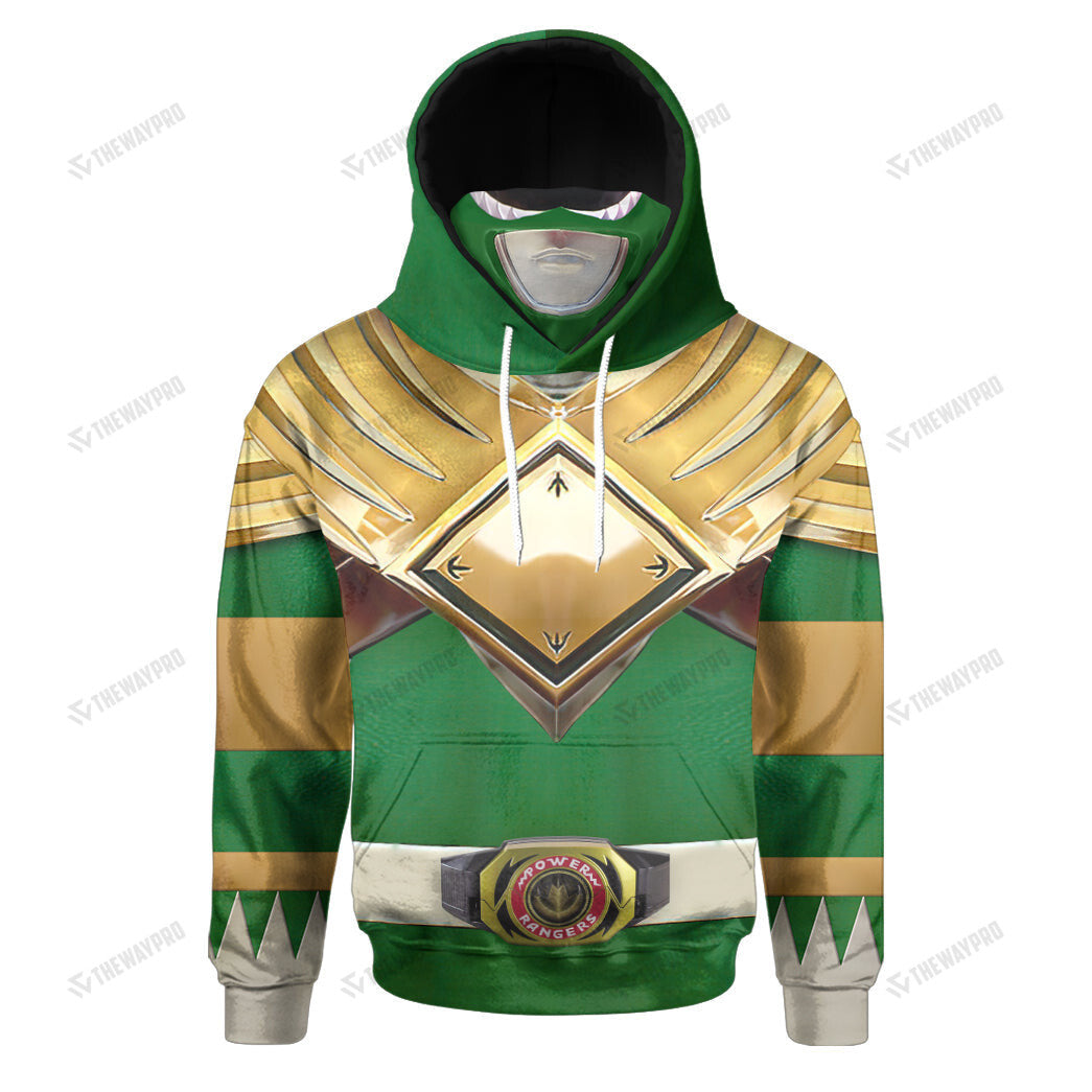Movie Mighty Morphin Green Power Rangers Cosplay Custom Snood Hoodie