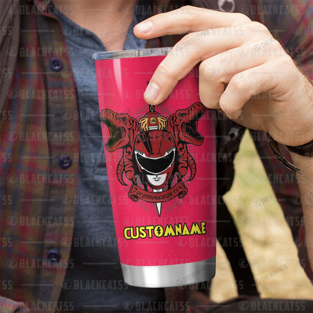Power Rangers Mighty Morphin Tyrannosaurus Custom Name Tumbler