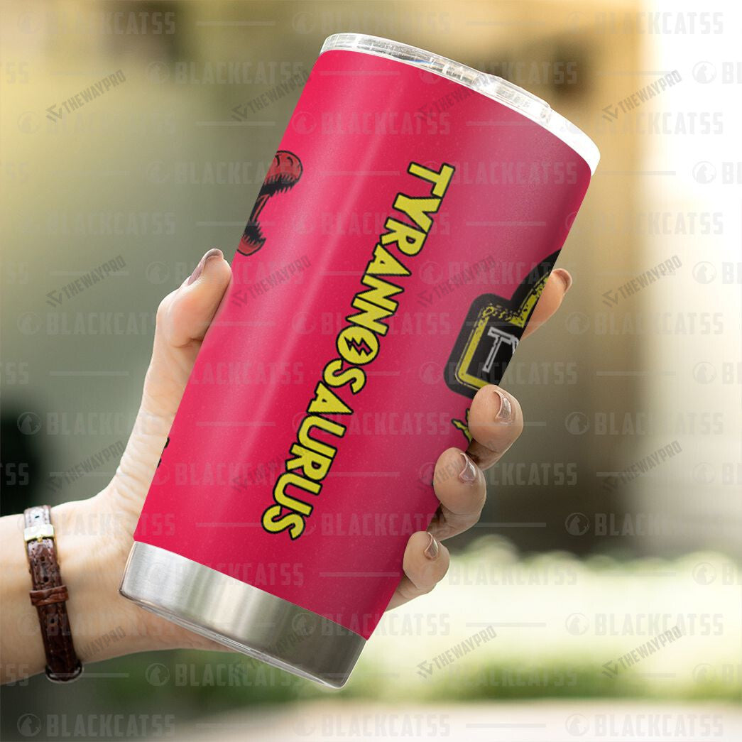 Power Rangers Mighty Morphin Tyrannosaurus Custom Name Tumbler