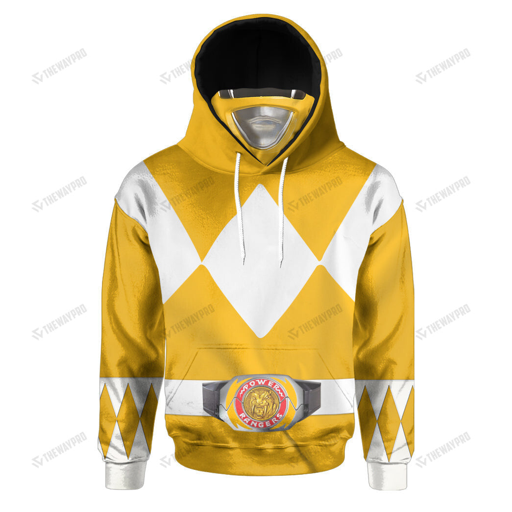 Movie Mighty Morphin Yellow Power Rangers Cosplay Custom Snood Hoodie