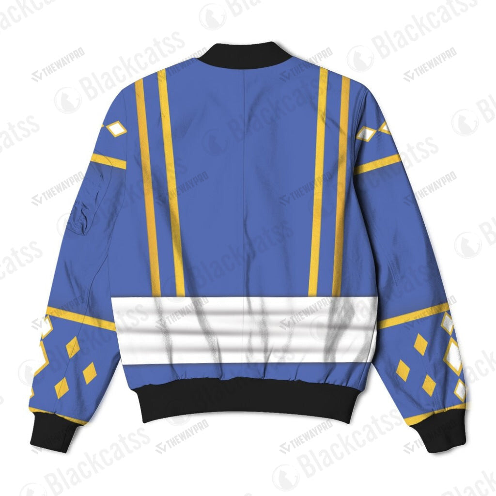 Mighty Morphin Power Ranger Ninja Rangers Blue Wolf Custom Bomber Jacket