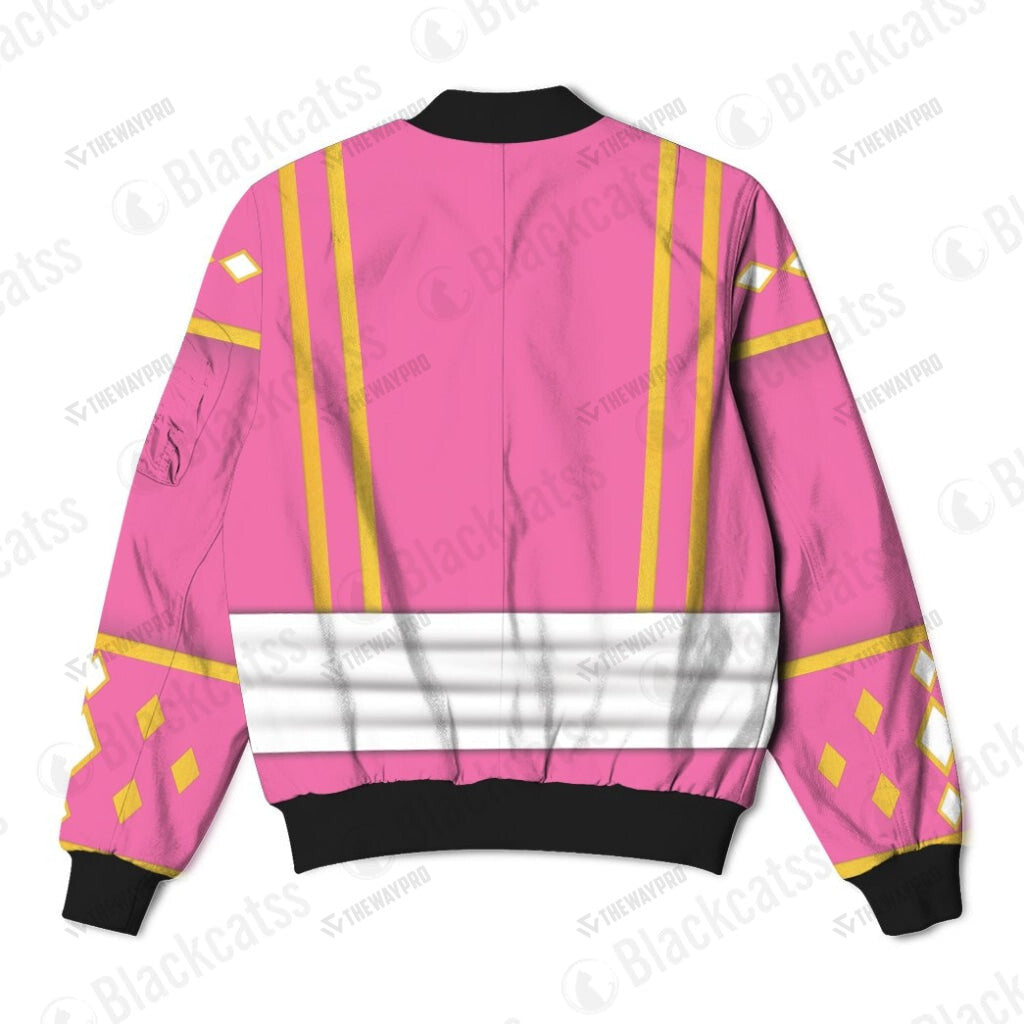 Mighty Morphin Power Ranger Ninja Rangers Pink Crane Custom Bomber Jacket
