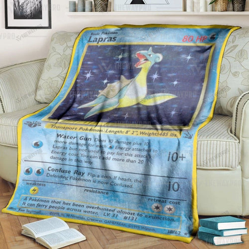 Anime Lapras Holo 1st Edition Custom Soft Blanket
