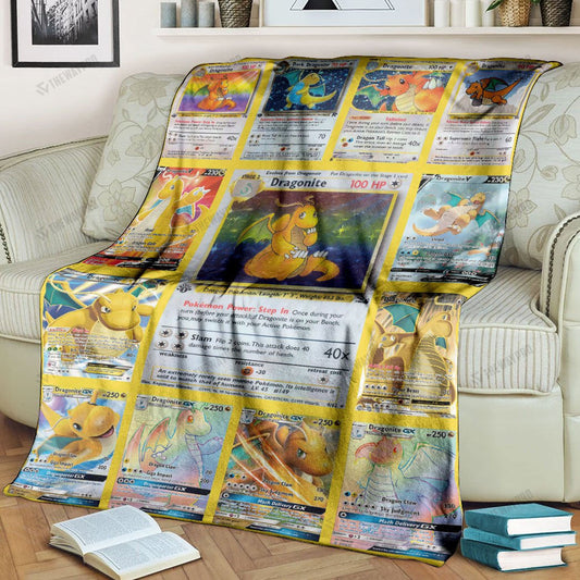 Anime Dragonite Cards Version 2 Custom Soft Blanket