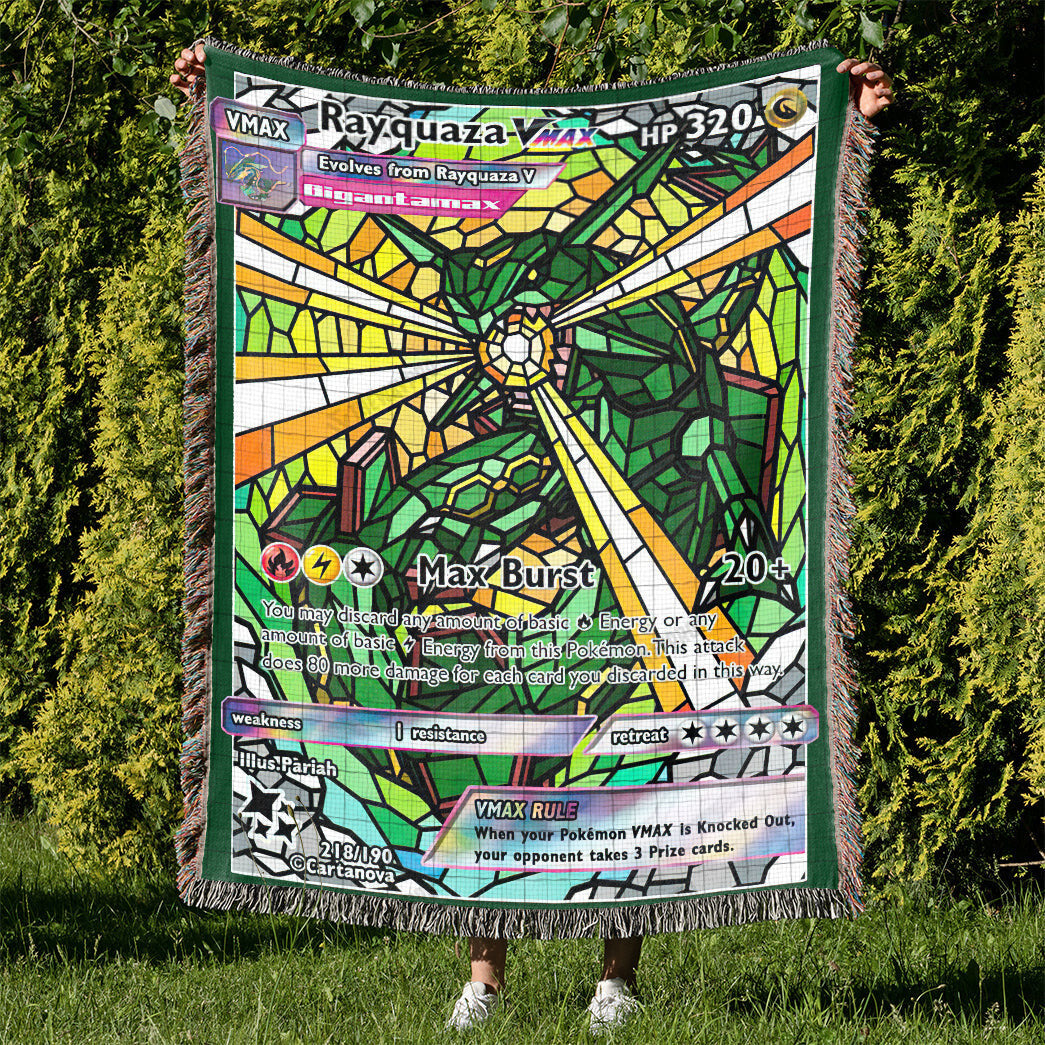 Rayquaza Stain Glass Custom Woven Blanket