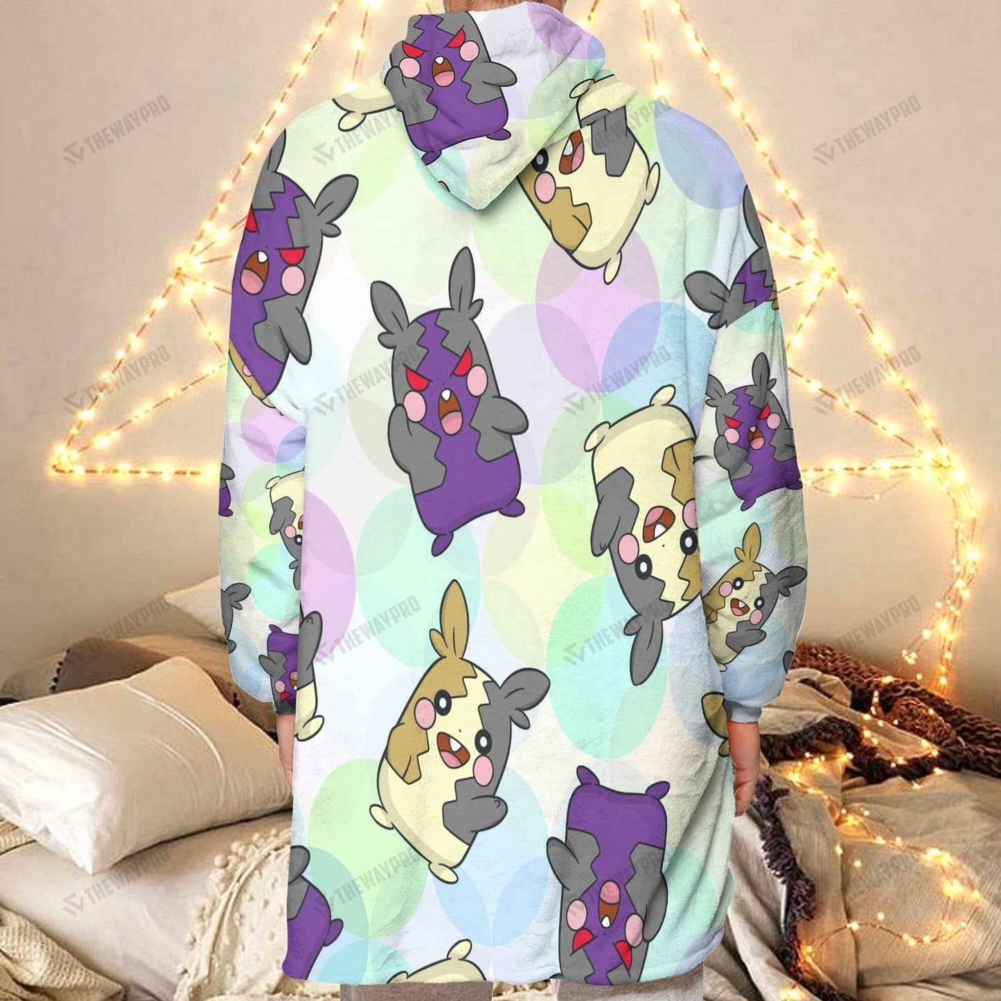 Anime Pkm Morpeko Custom Fleece Blanket Hoodie