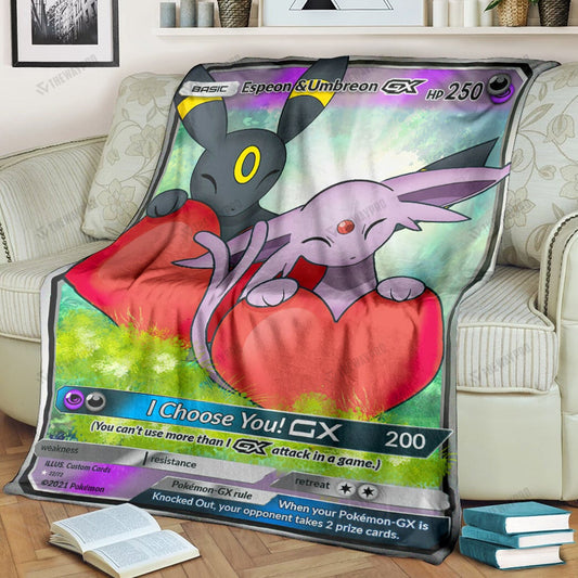 Anime Espeon & Umbreon I Choose You Custom Soft Blanket