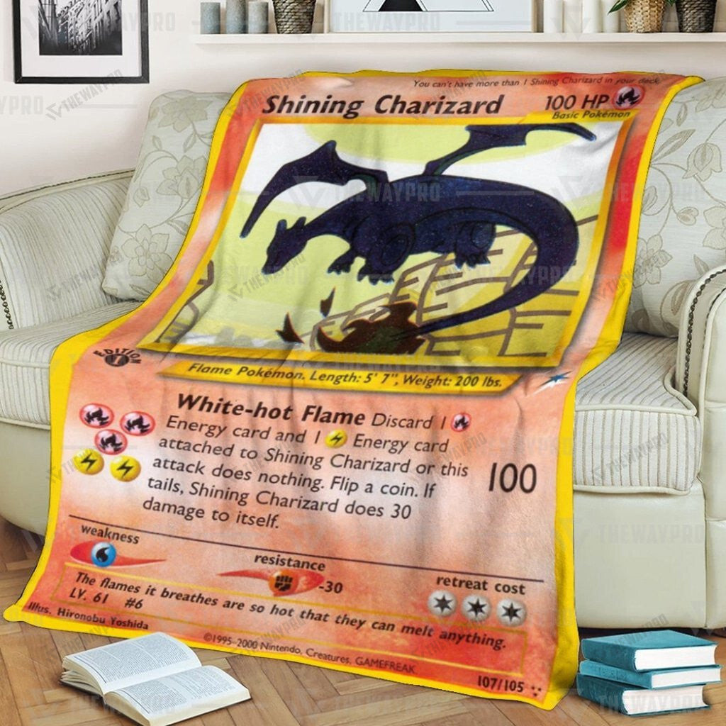 Anime Shining Charizard Custom Soft Blanket