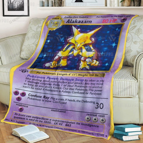 Anime Basic Alakazam Custom Soft Blanket