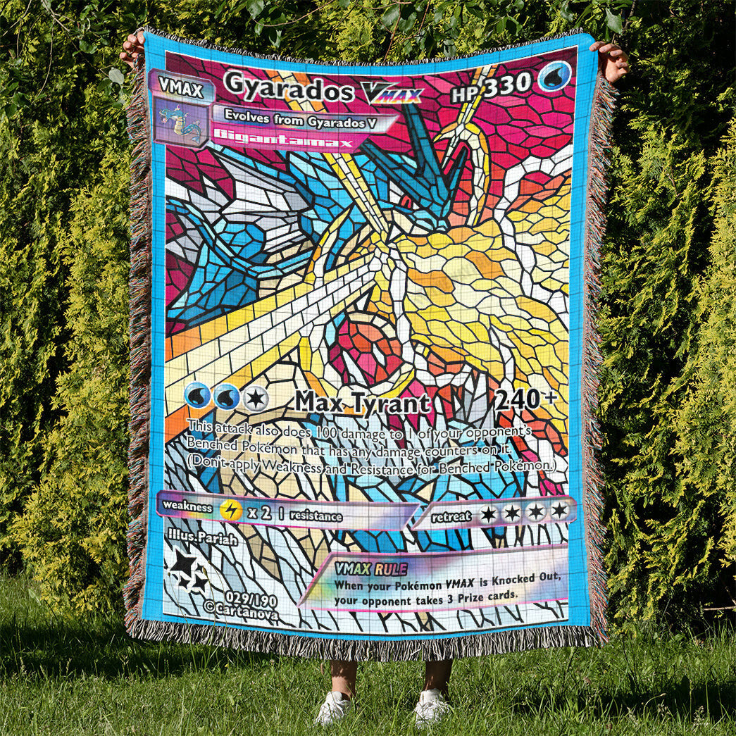 Gyarados Stain Glass Custom Woven Blanket