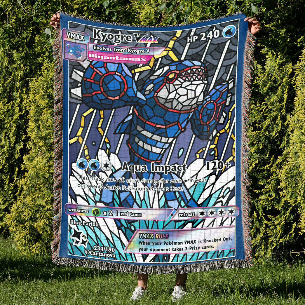 Kyogre Stain Glass Custom Woven Blanket