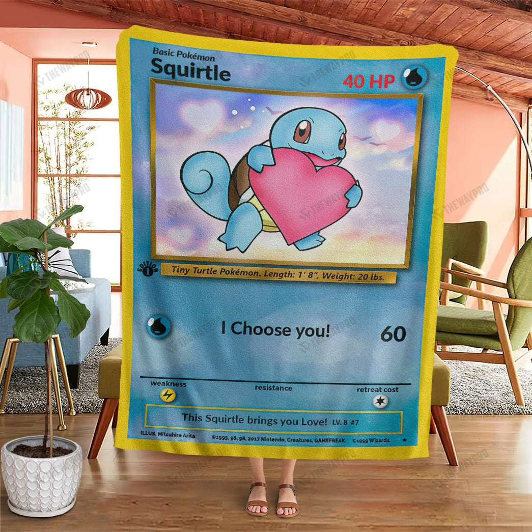 Anime Squirtle I Choose You Custom Soft Blanket