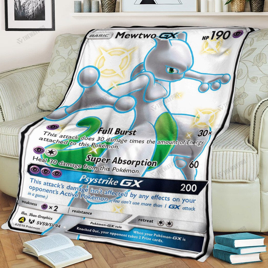 Anime Mewtwo Shining Legends Custom Soft Blanket