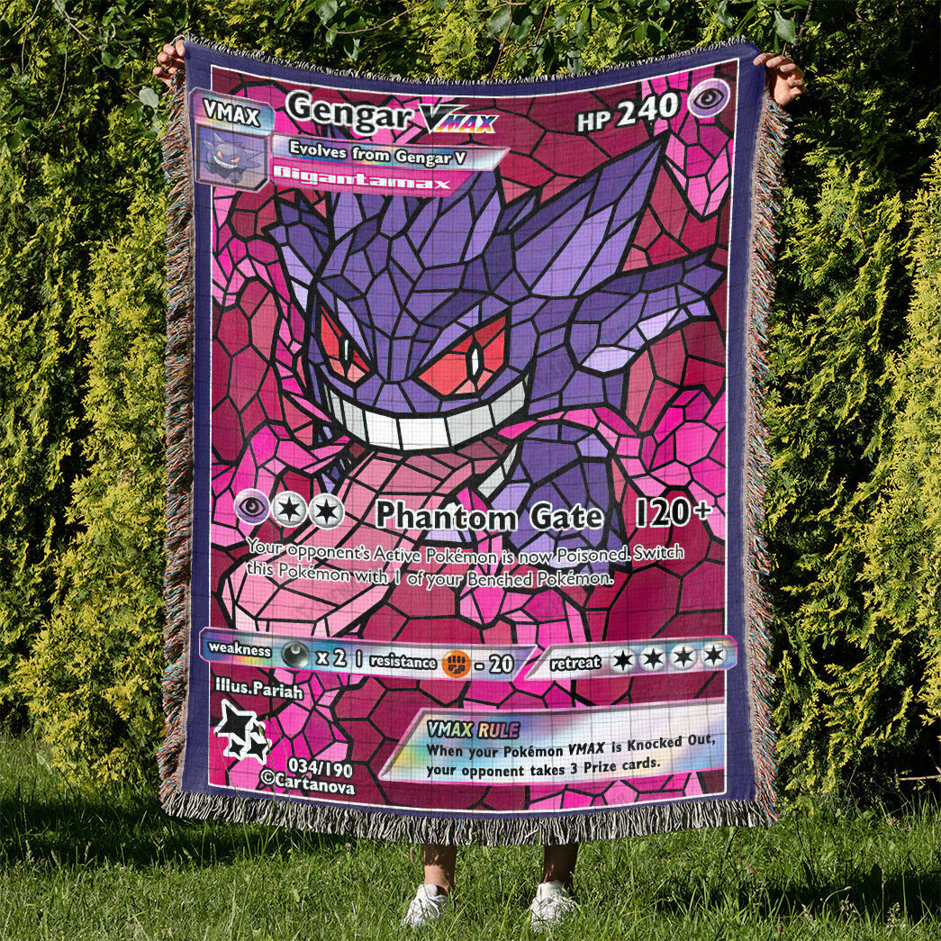 Gengar Stain Glass Custom Woven Blanket