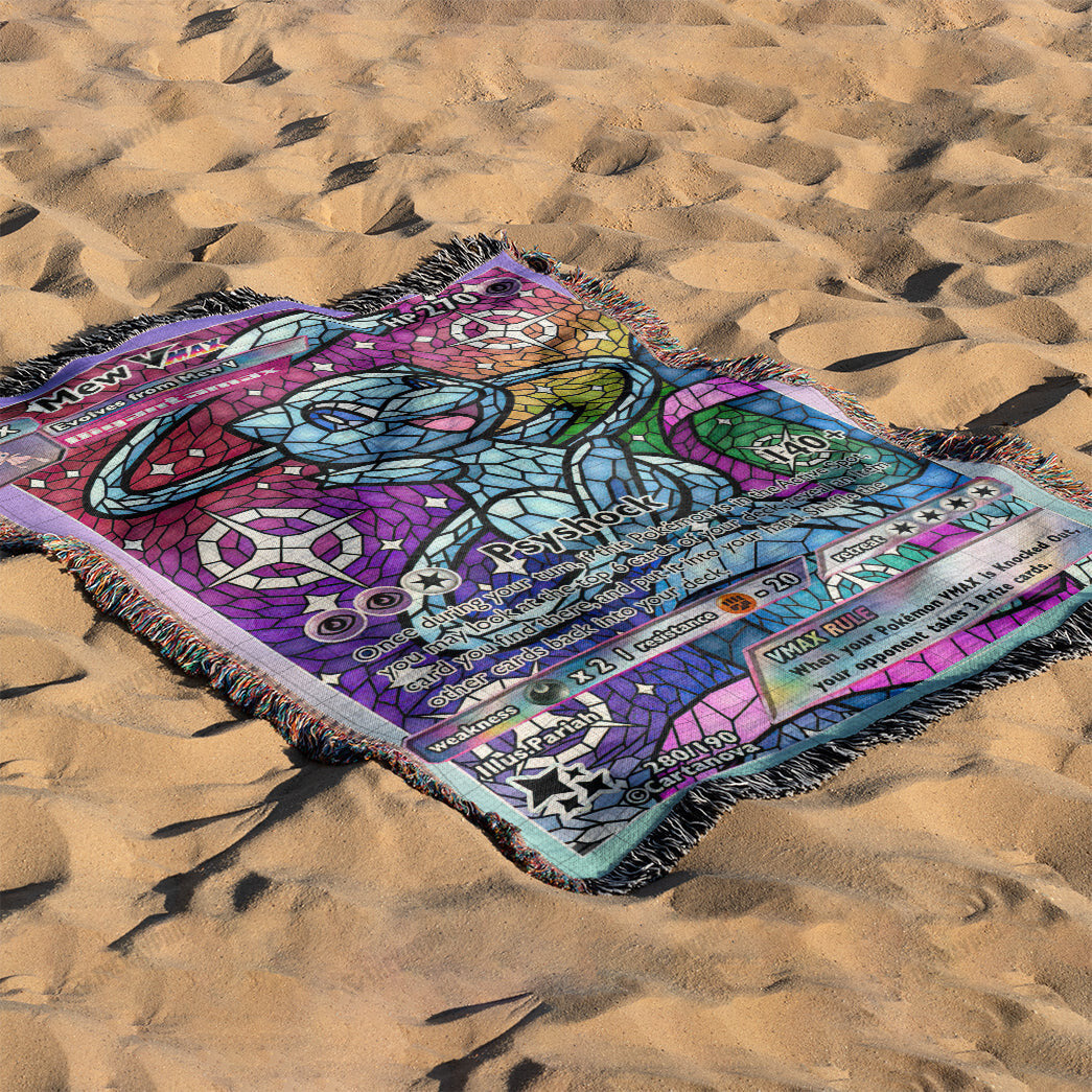 Shiny Mew Stain Glass Custom Woven Blanket