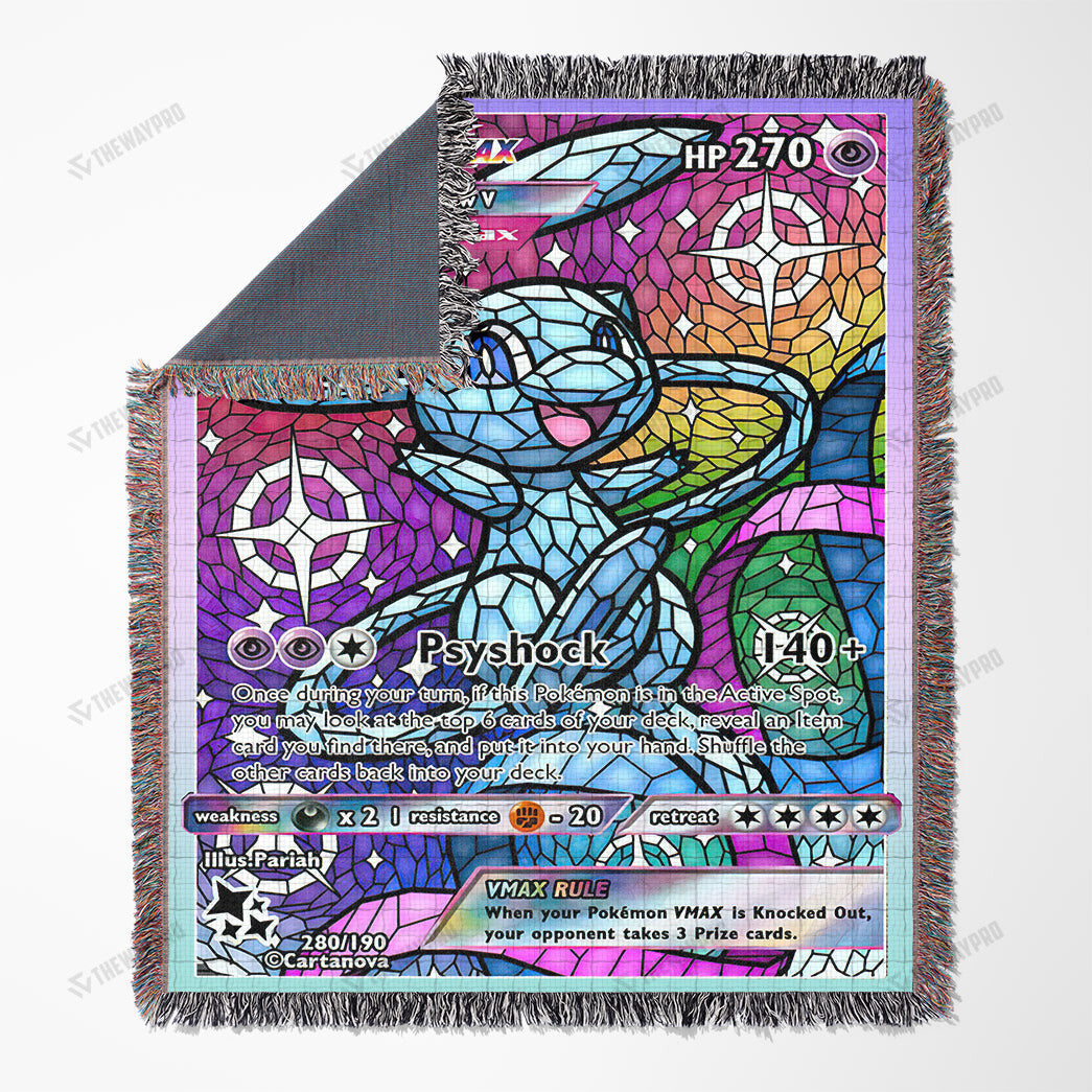 Shiny Mew Stain Glass Custom Woven Blanket