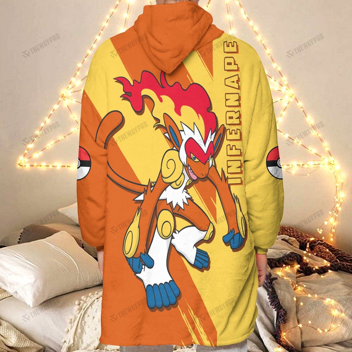 Anime Pkm Infernape Custom Fleece Blanket Hoodie