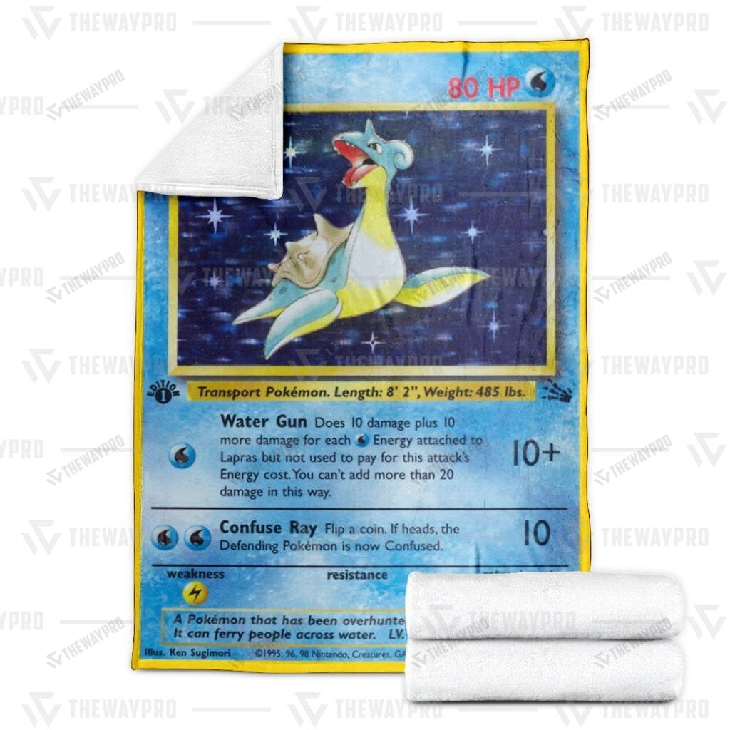 Anime Lapras Holo 1st Edition Custom Soft Blanket