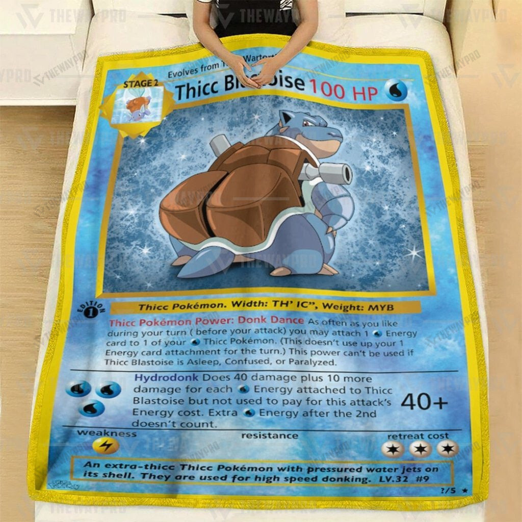 Anime Thicc Blastoise Custom Soft Blanket