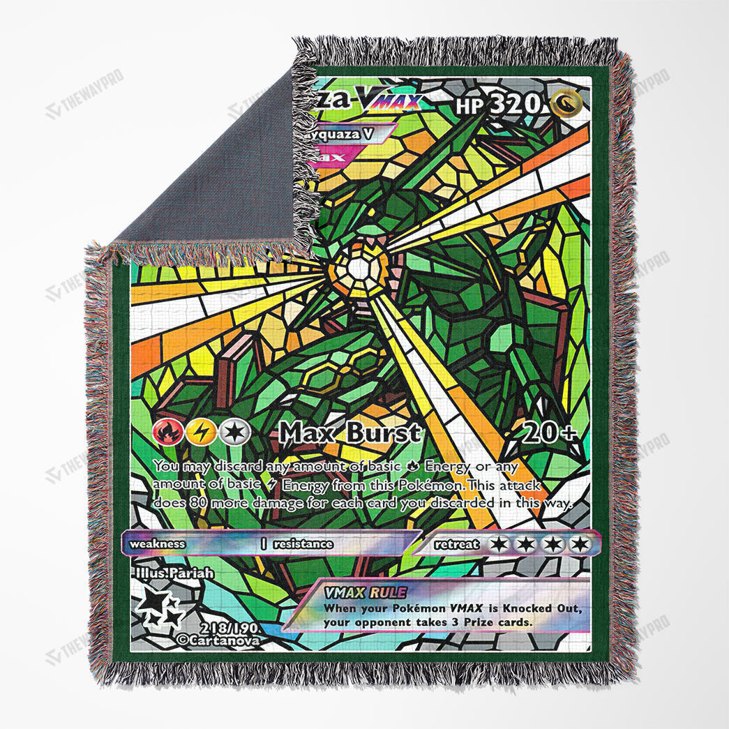 Rayquaza Stain Glass Custom Woven Blanket