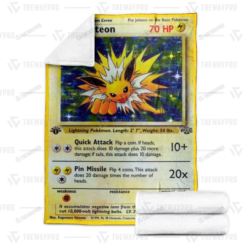 Anime Jolteon Holo 1st Edition Custom Soft Blanket