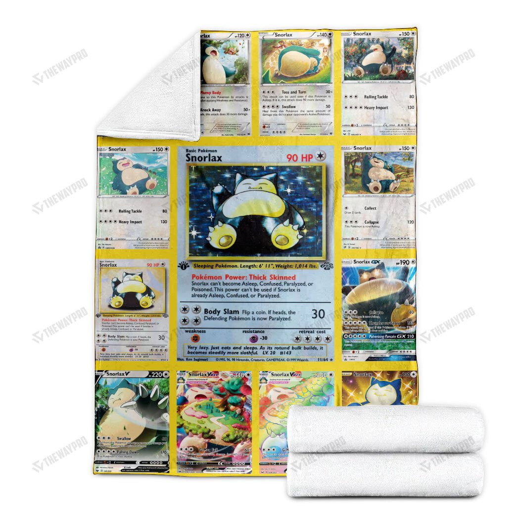 Anime Snorlax Cards Version 2 Custom Soft Blanket