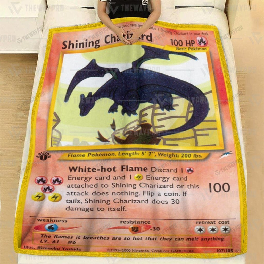 Anime Shining Charizard Custom Soft Blanket