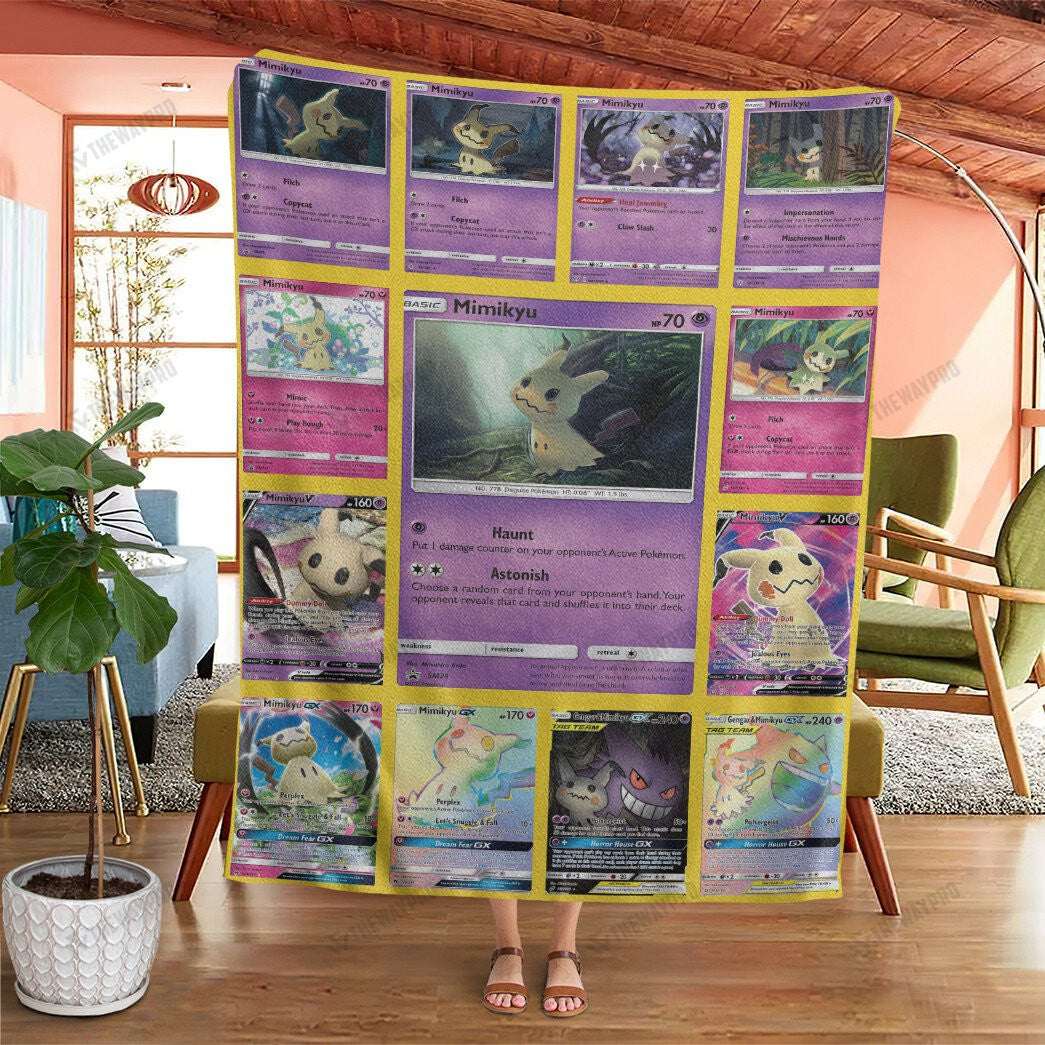 Anime Mimikyu Cards Version 2 Custom Soft Blanket
