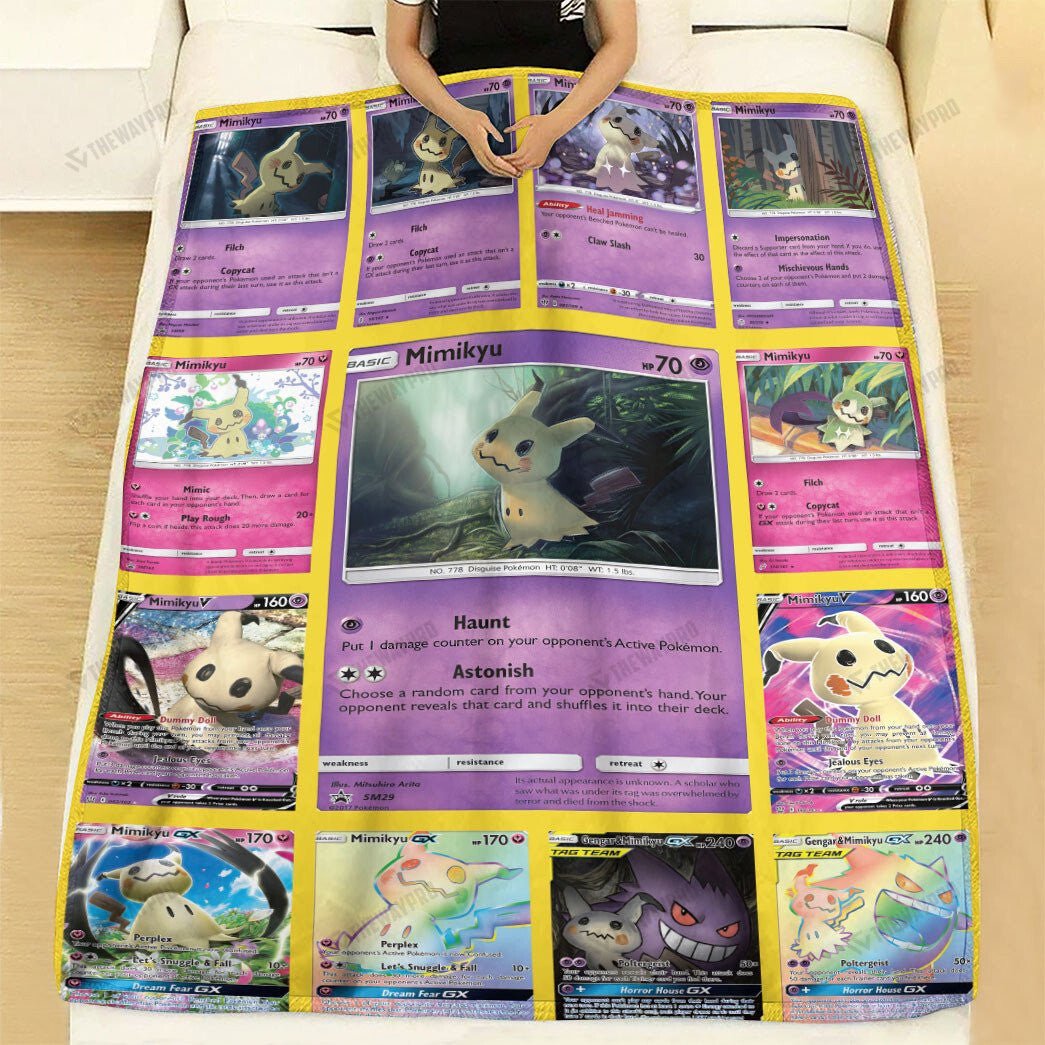 Anime Mimikyu Cards Version 2 Custom Soft Blanket