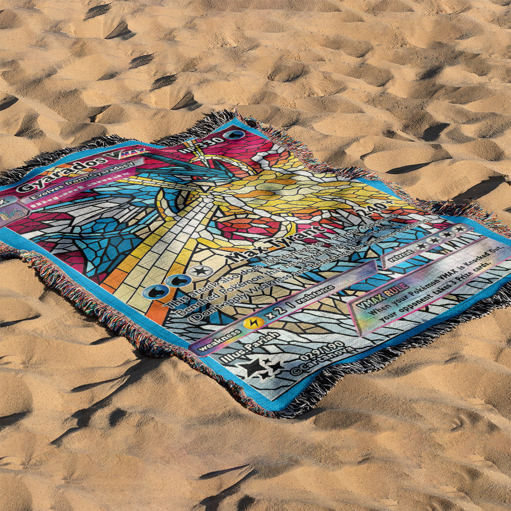 Gyarados Stain Glass Custom Woven Blanket