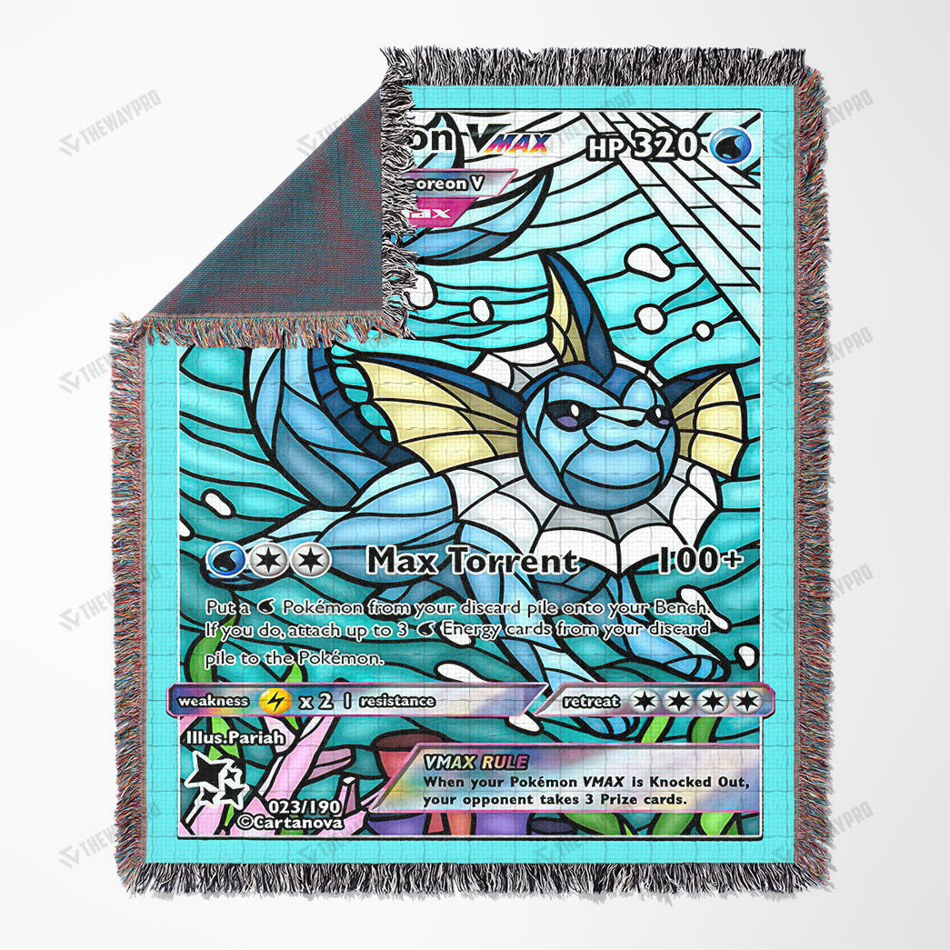 Vaporeon Stain Glass Custom Woven Blanket