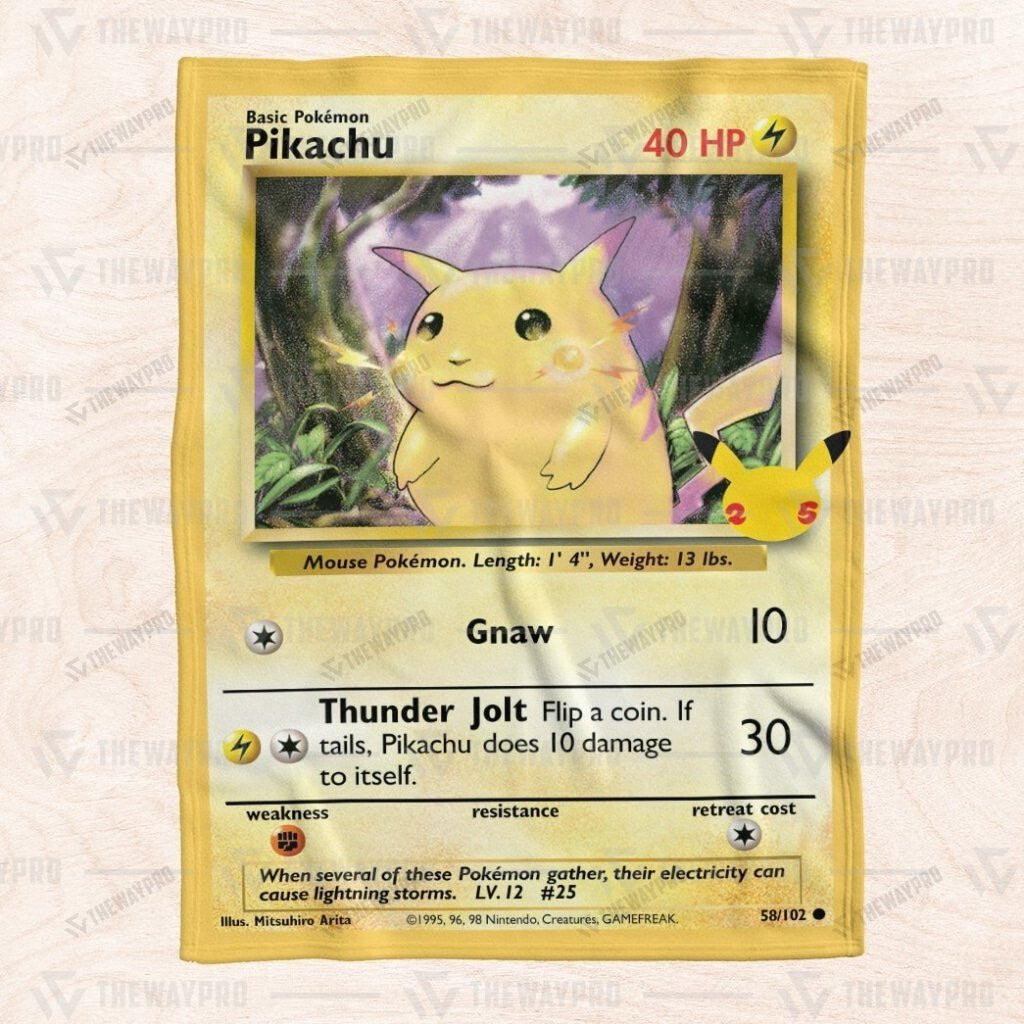 Pikachu Card Custom Soft Blanket