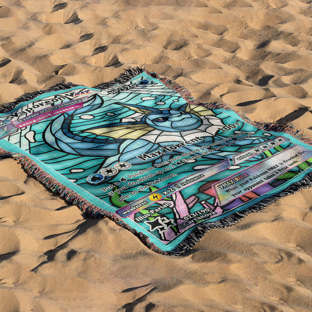 Vaporeon Stain Glass Custom Woven Blanket