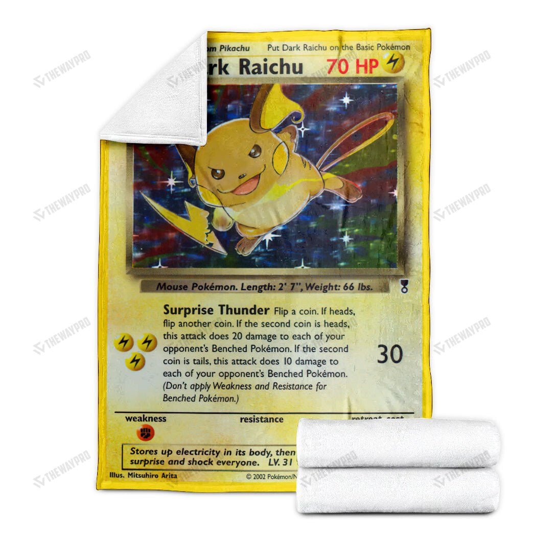 Anime Dark Raichu Legendary Collection Custom Soft Blanket