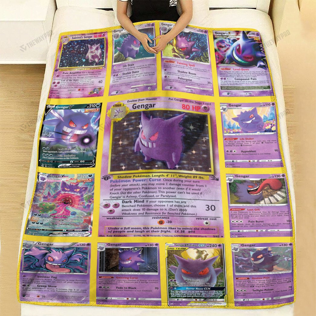 Anime Gengar Cards Version 2 Custom Soft Blanket