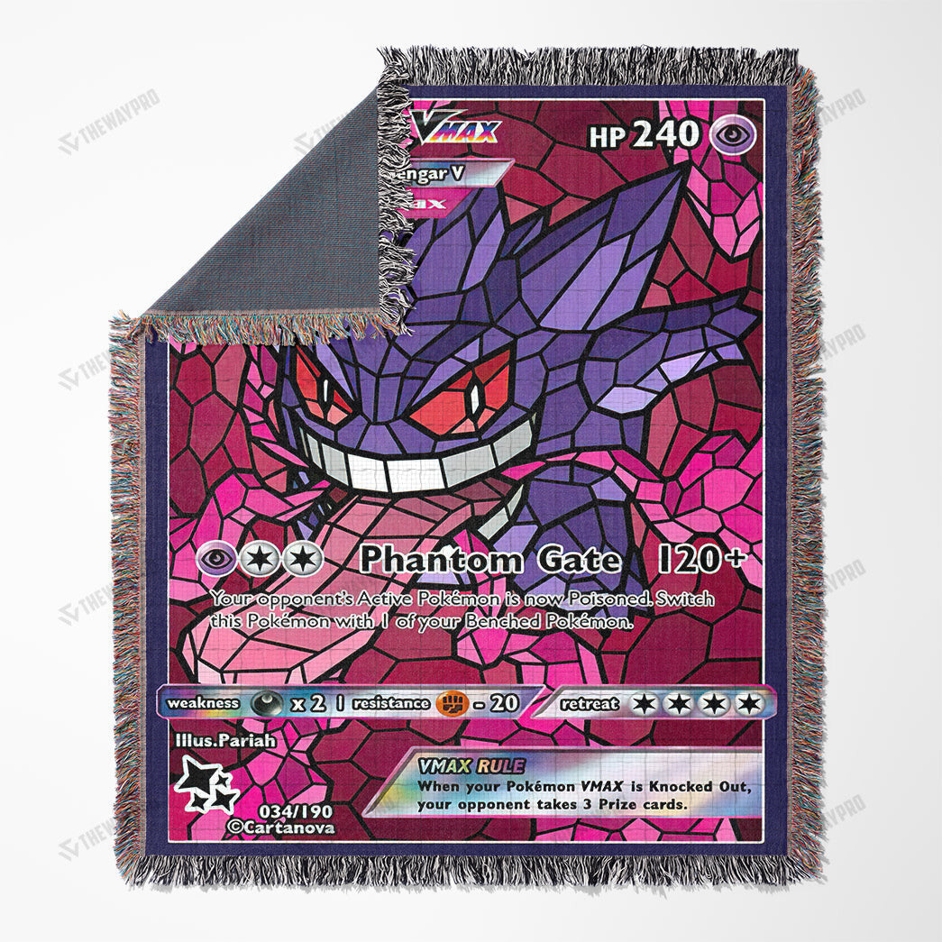 Gengar Stain Glass Custom Woven Blanket