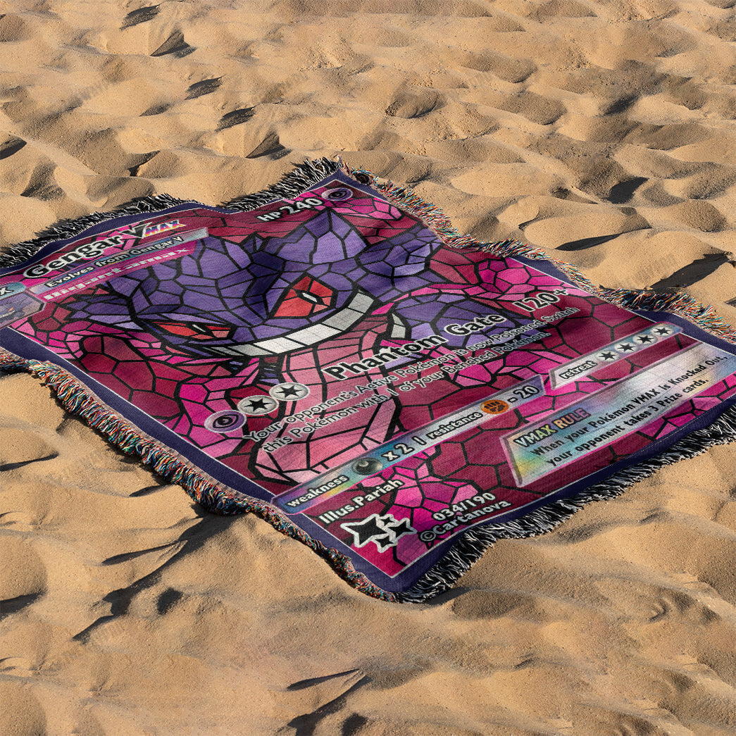 Gengar Stain Glass Custom Woven Blanket