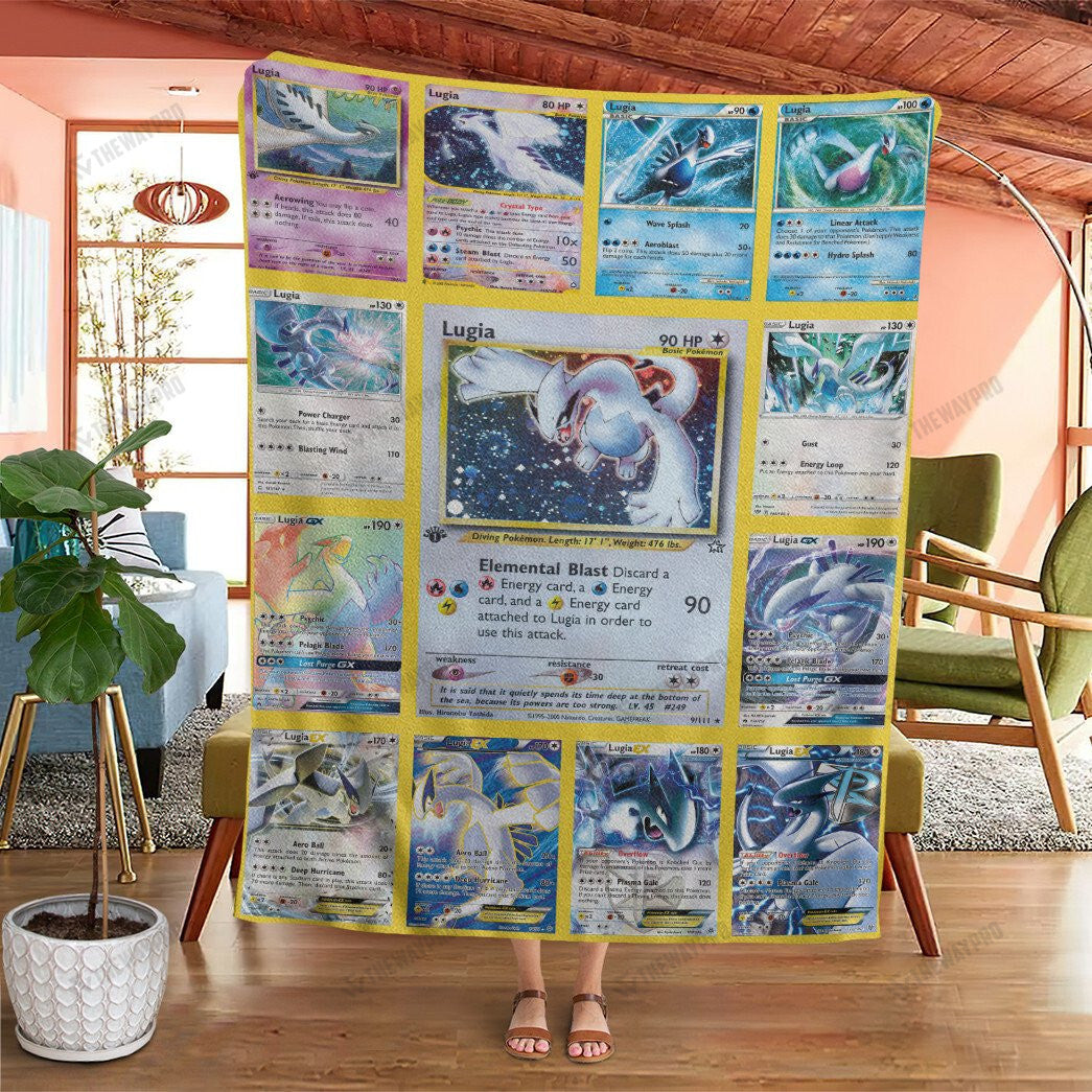 Anime Lugia Cards Version 2 Custom Soft Blanket
