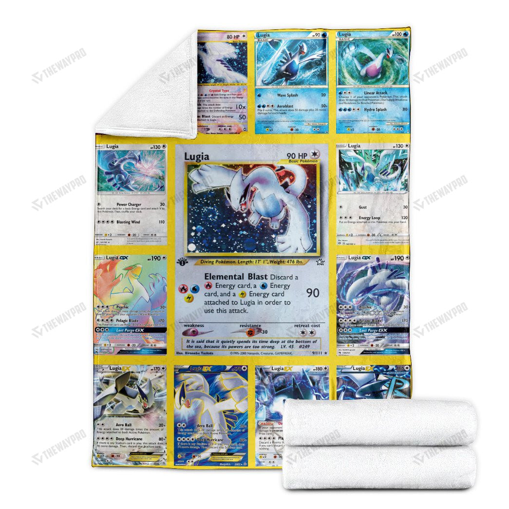 Anime Lugia Cards Version 2 Custom Soft Blanket