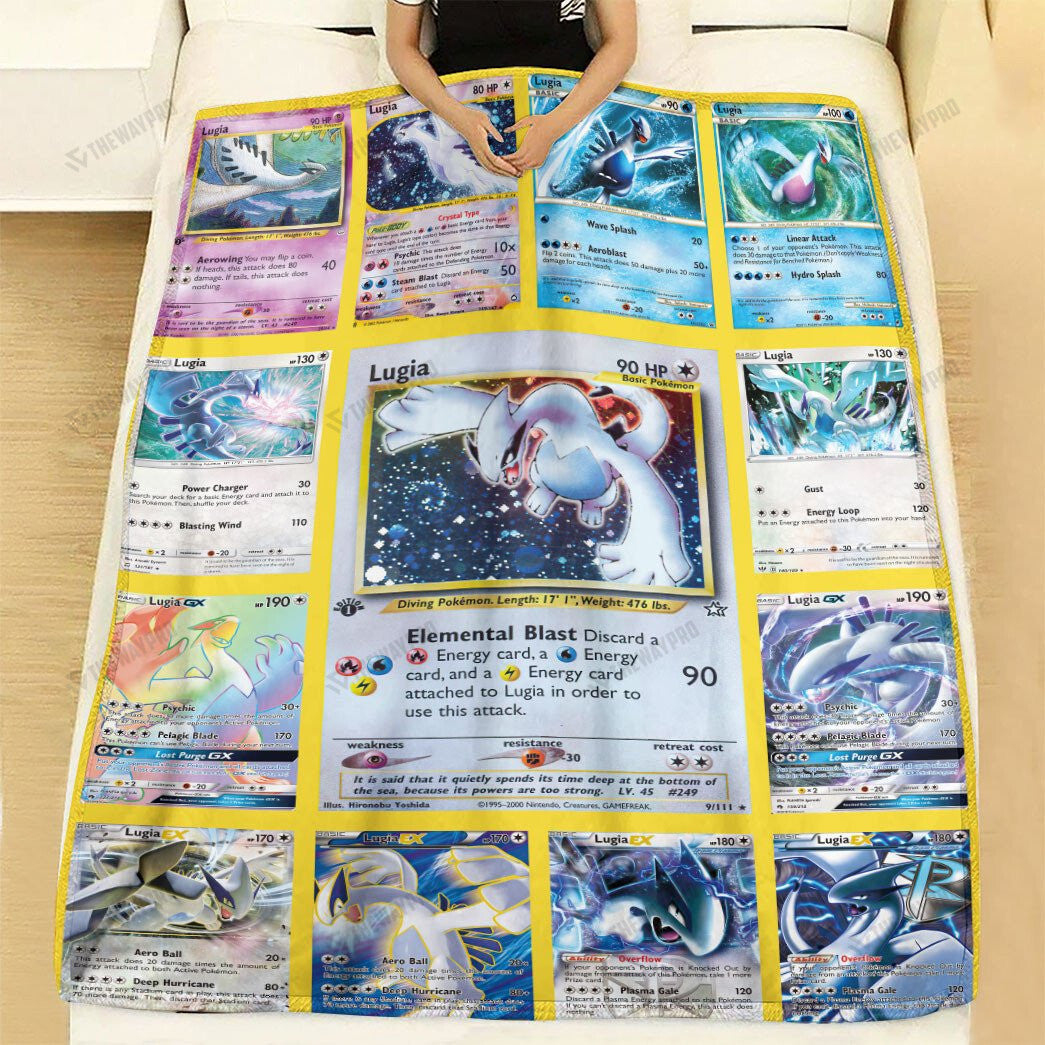 Anime Lugia Cards Version 2 Custom Soft Blanket